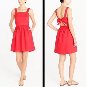 J Crew Factory Red Bow Back Dress